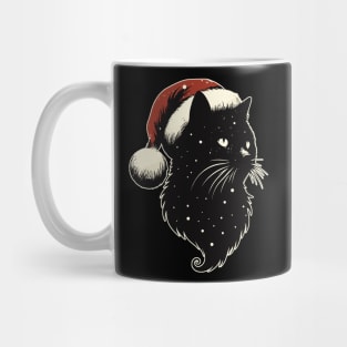 Retro cosmic christmas black cat Mug